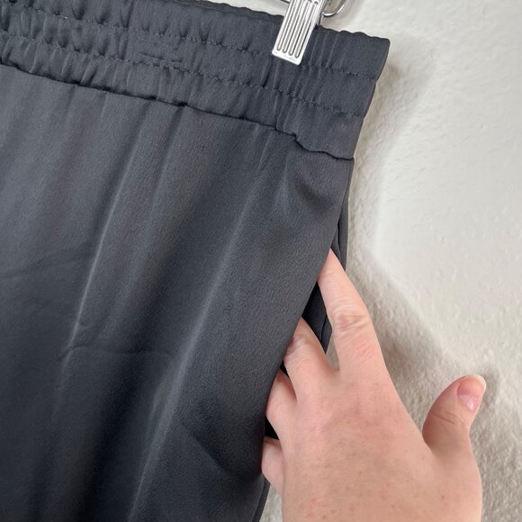 Joseph Ribkoff Black Satin Pants Side Pearl Slit Detail Size 18 Tapered Ankle - Picture 9 of 12